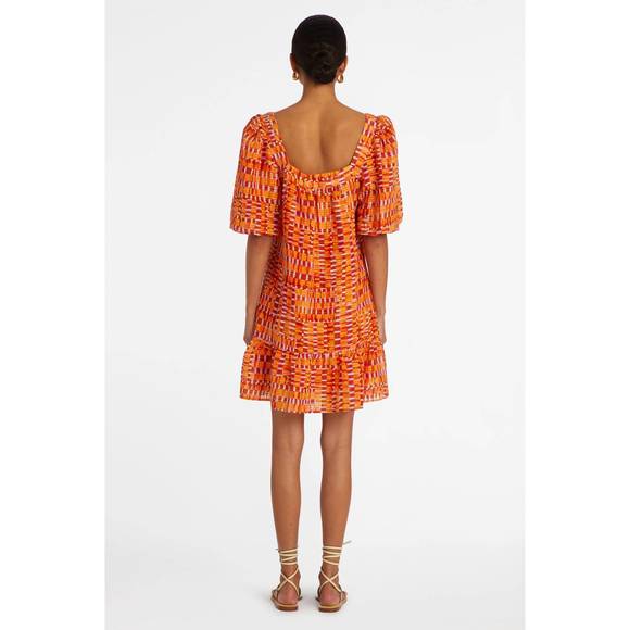 NEW MARIE OLIVER kaylee drop waist dress in clementine check - Picture 3 of 4